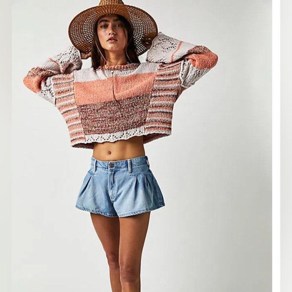 Free People Colorblock Spring Hooded Sweater Size Small - Picture 6 of 6